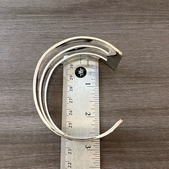 Silver 3 Line Cuff Bracelet - Picture 5 of 5